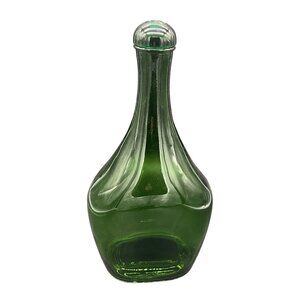 Vintage Forest Green Glass Wine Decanter With Stopper 12"H x 6"W